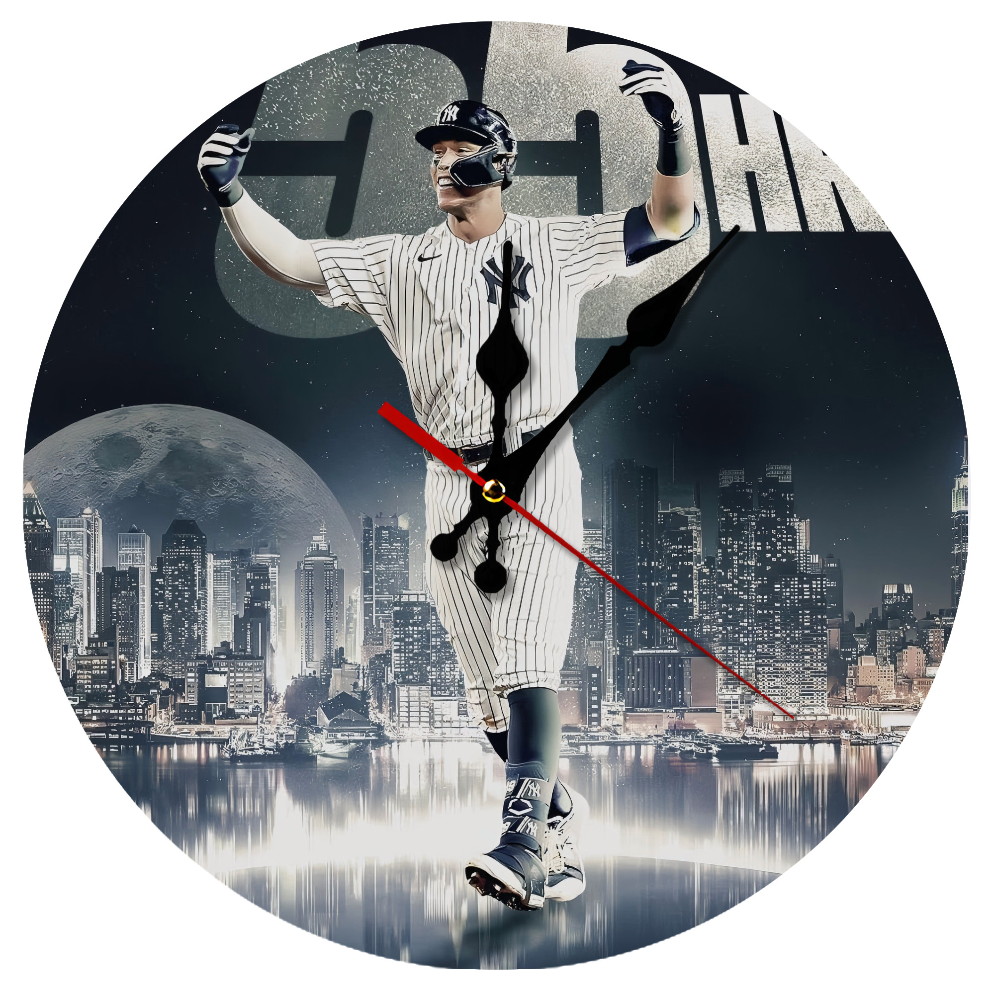 Aaron Judge 55 Home Runs Silent Round Wall Clock – Modern & Stylish DIY Design, Durable Wood Construction, Easy To Install – Perfect For Office, Bedroom, Living Room, And More